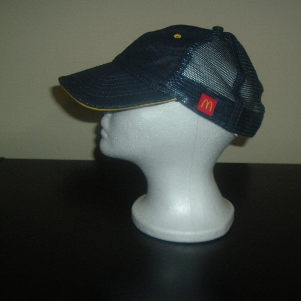 Vintage McDonald's Crew Member's Snapback Hat Blue Mesh on Back